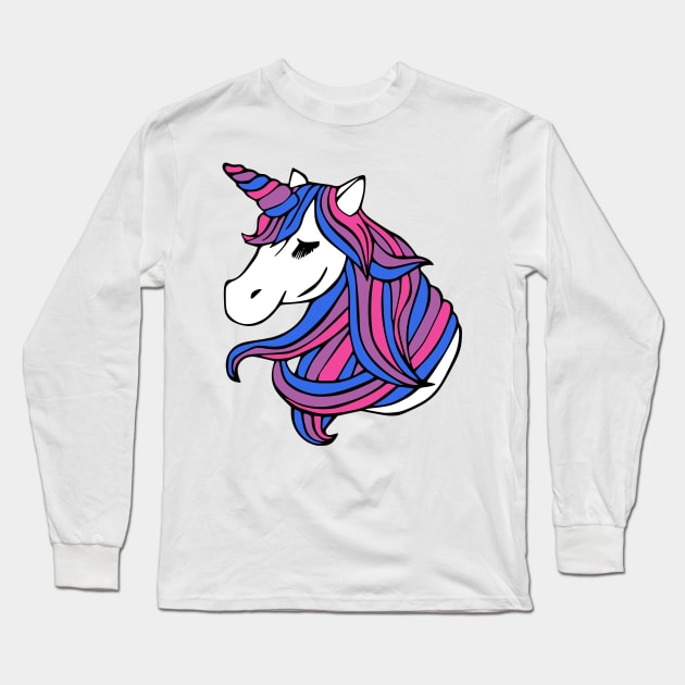 Bisexual Flag Unicorn Long Sleeve T-Shirt by MarcyRangel